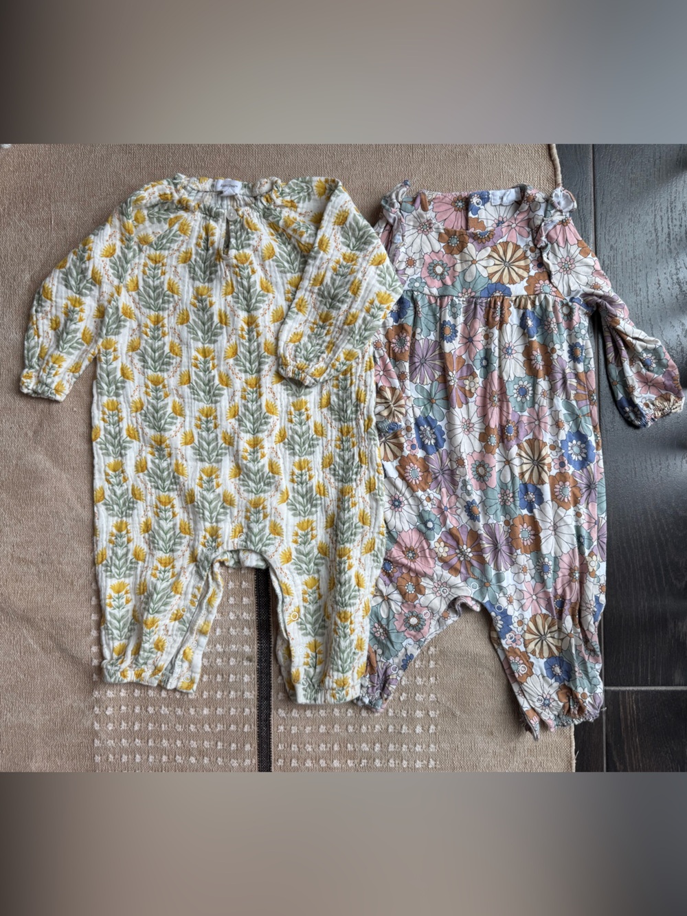 Bundle of 2 Angel Dear Floral Rompers Jumpsuits